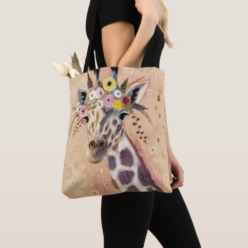 Klimt Giraffe  Adorned In Flowers Tote Bag