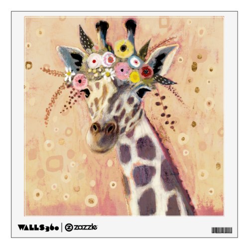 Klimt Giraffe  Adorned In Flowers Wall Decal