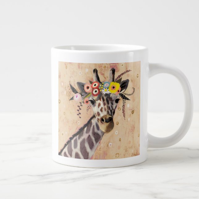 Klimt Giraffe | Crown Of Flowers Giant Coffee Mug (Right)