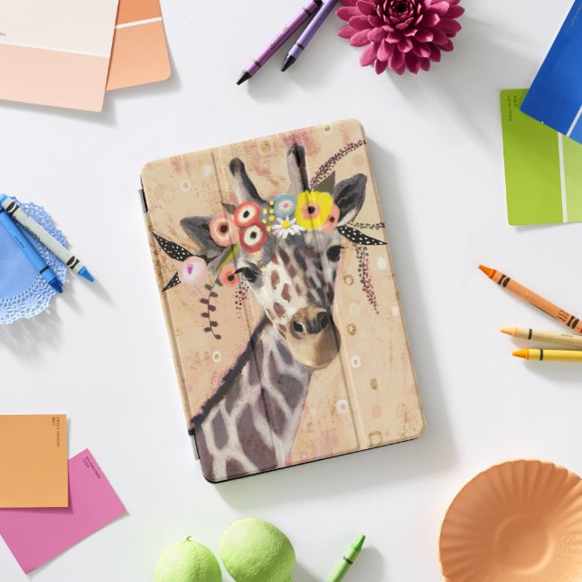Klimt Giraffe | Crown Of Flowers iPad Pro Cover (Desk)