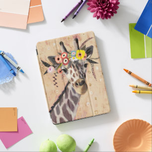 Klimt Giraffe Crown Of Flowers iPad Pro Cover