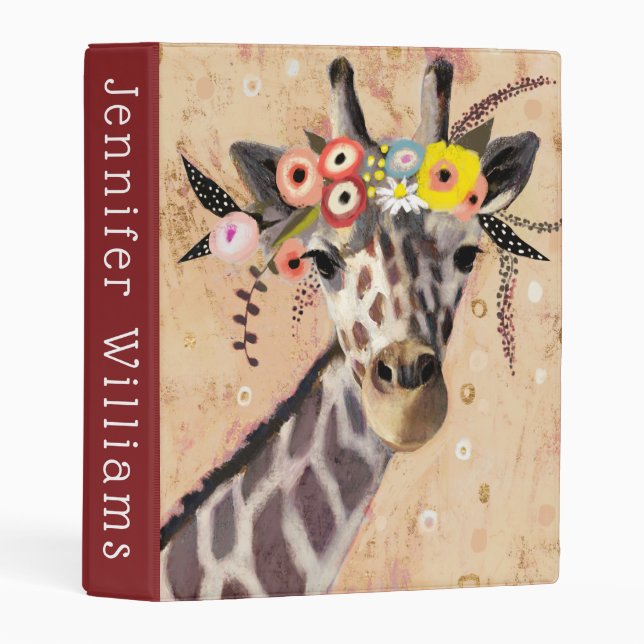 Klimt Giraffe | Crown Of Flowers Mini Binder (Front/Spine)