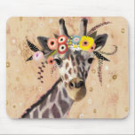 Klimt Giraffe | Crown Of Flowers Mouse Pad<br><div class="desc">This print features a sweet giraffe adorned in a crown of flowers | By Victoria Borges. Image ID: 128245GG</div>