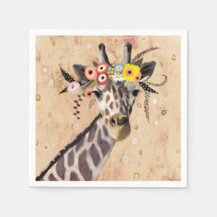 Klimt Giraffe Crown Of Flowers Napkins