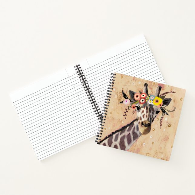 Klimt Giraffe | Crown Of Flowers Notebook (Inside)