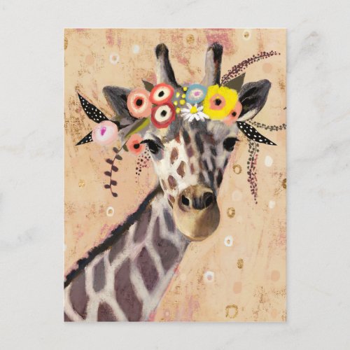 Klimt Giraffe  Crown Of Flowers Postcard