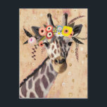 Klimt Giraffe | Crown Of Flowers Postcard<br><div class="desc">This print features a sweet giraffe adorned in a crown of flowers | By Victoria Borges. Image ID: 128245GG</div>