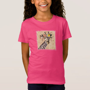 Klimt Giraffe   Crown Of Flowers T-Shirt