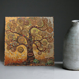 Klimt Golden Tree of Life Abstract Art Nouveau Cer Ceramic Tile