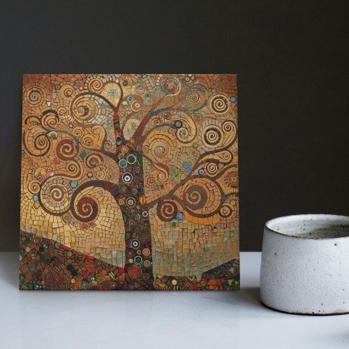 Klimt Golden Tree of Life Abstract Art Nouveau Cer Ceramic Tile