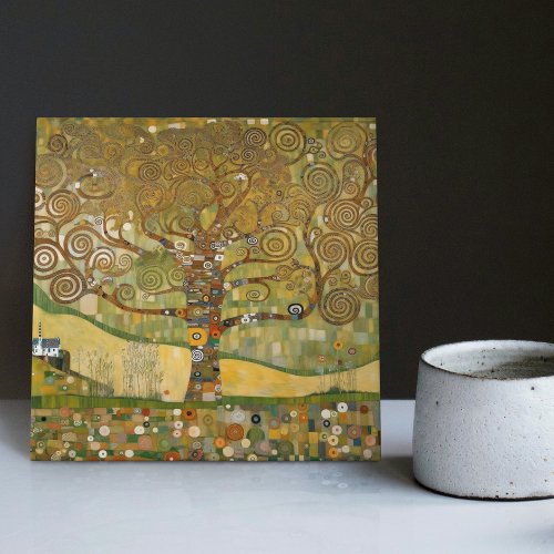 Klimt Golden Tree of Life Abstract Art Nouveau Cer Ceramic Tile