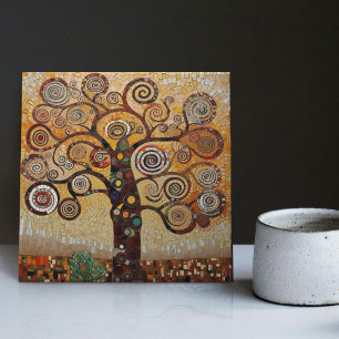 Klimt Golden Tree of Life Abstract Art Nouveau Cer Ceramic Tile