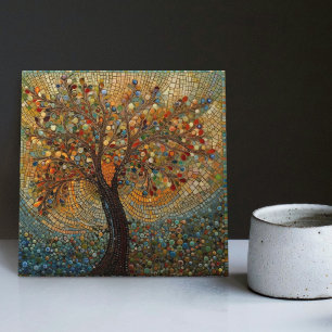 Klimt Golden Tree of Life Abstract Art Nouveau Ceramic Tile