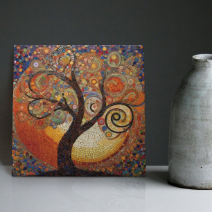 Klimt Golden Tree of Life Abstract Art Nouveau Ceramic Tile