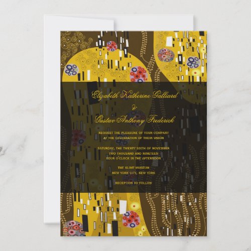 Klimt Inspired Art Nouveau Chic The Kiss Wedding Invitation