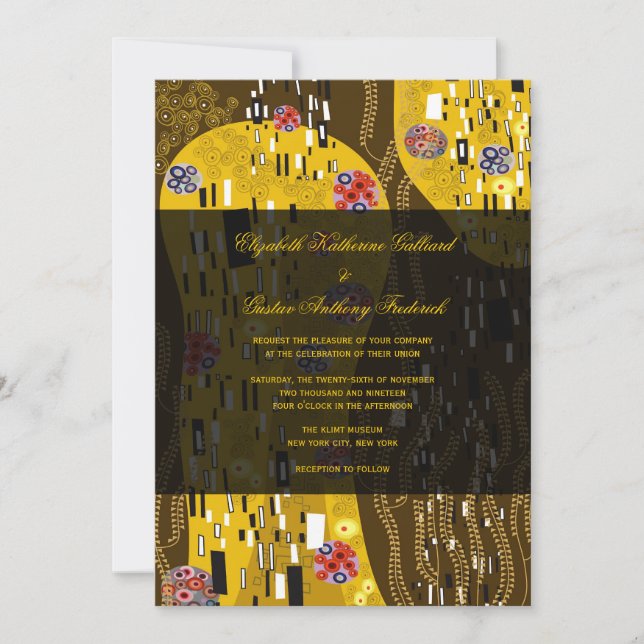 Klimt Inspired Art Nouveau Chic The Kiss Wedding Invitation (Front)