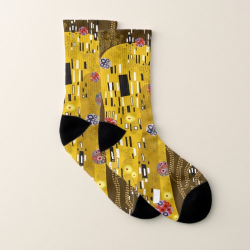 Klimt Inspired Artistic Gold Art Nouveau The Kiss Socks