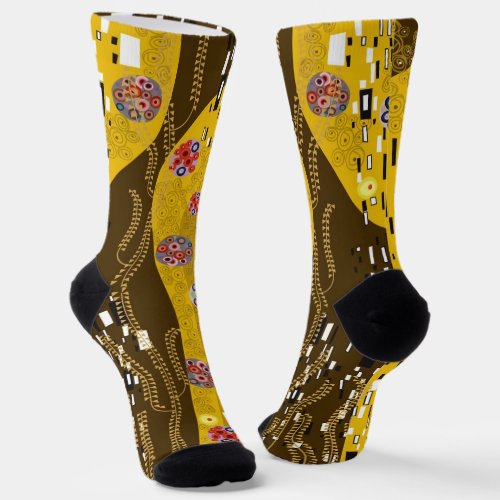 Klimt Inspired Artistic Gold Art Nouveau The Kiss Socks