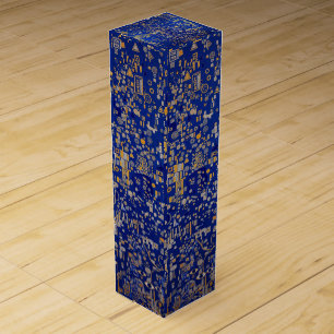 Klimt Inspired blue, gold, platinum copper Wine Box