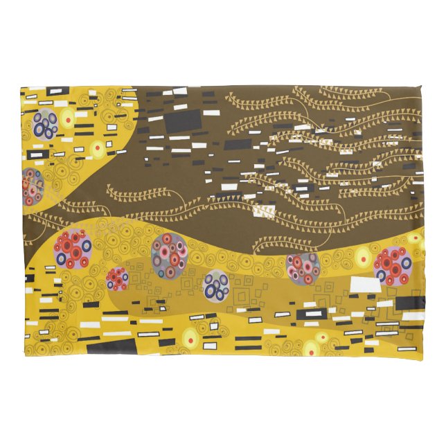Klimt Inspired Gold Art Nouveau The Kiss Artistic Pillow Case (Front)