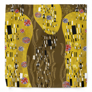 Klimt Inspired Gold Pattern Art Nouveau The Kiss Bandana