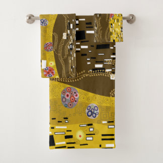 Klimt Inspired Gold Pattern Art Nouveau The Kiss Bath Towel Set