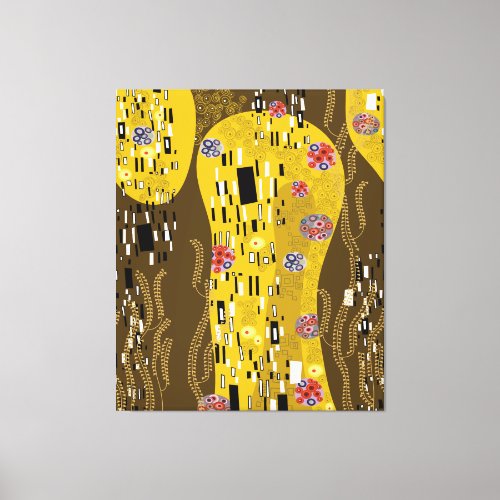 Klimt Inspired Gold Pattern Art Nouveau The Kiss Canvas Print