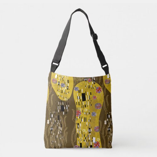 Klimt Inspired Gold Pattern Art Nouveau The Kiss Crossbody Bag