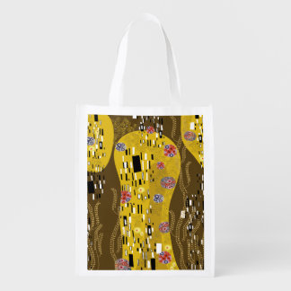 Klimt Inspired Gold Pattern Art Nouveau The Kiss Grocery Bag