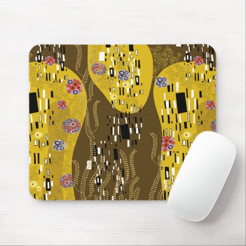 Klimt Inspired Gold Pattern Art Nouveau The Kiss Mouse Pad