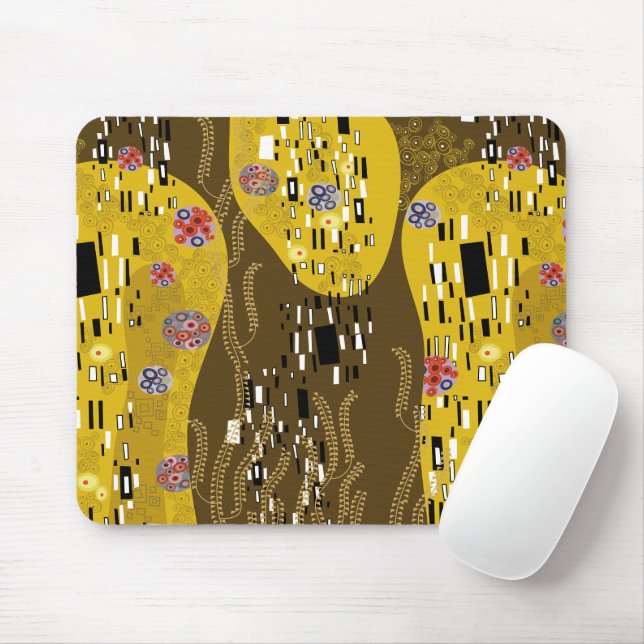 Klimt Inspired Gold Pattern Art Nouveau The Kiss Mouse Pad (With Mouse)