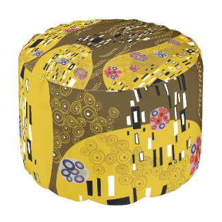 Klimt Inspired Gold Pattern Art Nouveau The Kiss Pouf