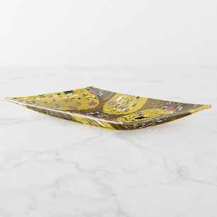 Klimt Inspired Gold Pattern Art Nouveau The Kiss Trinket Tray