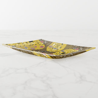 Klimt Inspired Gold Pattern Art Nouveau The Kiss Trinket Tray