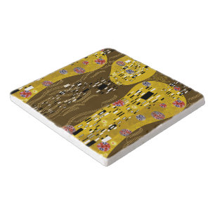 Klimt Inspired Gold Pattern Art Nouveau The Kiss Trivet