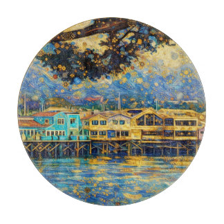 Klimt-inspired Golden Monterey Harbor Dreams Cutting Board