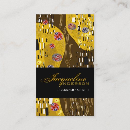 Customizable Klimt Pattern Art Nouveau Deco Gold Profile Card Business Card Templates