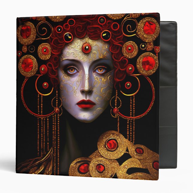Klimt Inspired Queen Goddess 3 Ring Binder (Front/Inside)