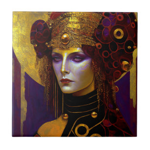 Klimt Inspired Queen Goddess Ceramic Tile