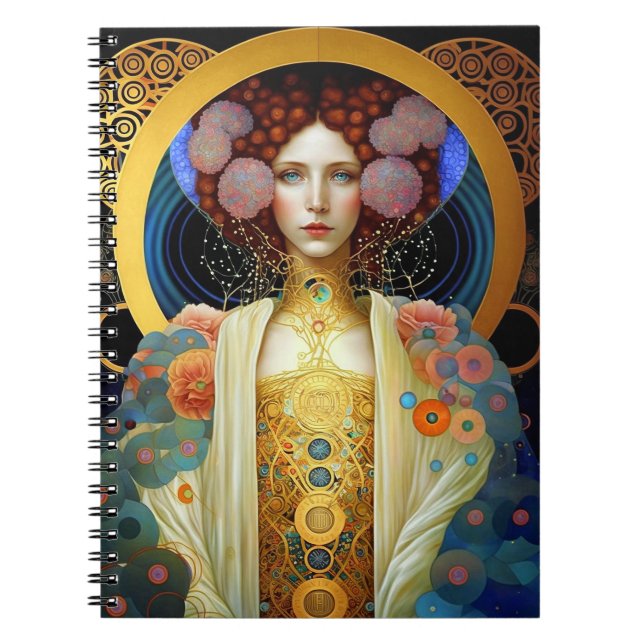 Klimt Inspired Queen Goddess Fantasy Art Notebook (Front)