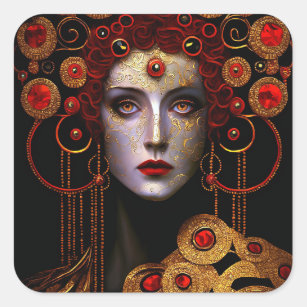 Klimt Inspired Queen Goddess Square Sticker