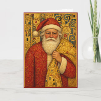 Klimt Inspired Santa Claus Vintage Christmas Card