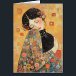 Klimt-Inspired Woman and Cat<br><div class="desc">A dreamy,  Klimt-inspired painting of a woman embracing a black cat,  featuring intricate floral and gold patterns. The warm hues and delicate brushstrokes evoke a sense of love,  comfort,  and artistic elegance.</div>