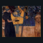 Klimt Music Harp Poster<br><div class="desc">Gustav Klimt Music Harp Poster. A poster feauturing the Gustav Klimt painting Music. The work depicts a pretty young girl playing a golden harp on a balcony before a blue night sky. A great gift for fans of Klimt,  Art Nouveau,  and Harp Paintings.</div>