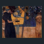 Klimt Music Harp Poster<br><div class="desc">Gustav Klimt Music Harp Poster. A poster feauturing the Gustav Klimt painting Music. The work depicts a pretty young girl playing a golden harp on a balcony before a blue night sky. A great gift for fans of Klimt,  Art Nouveau,  and Harp Paintings.</div>