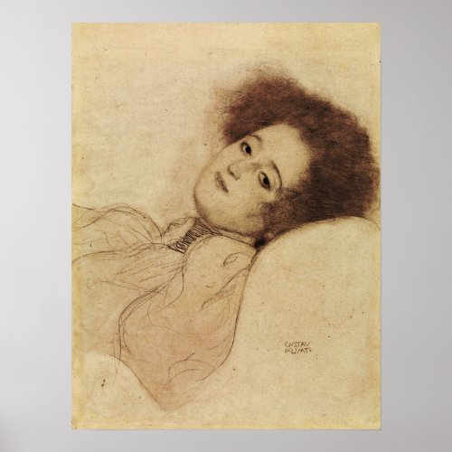 Klimt _ Portrait Of A Young Woman Reclining Poster