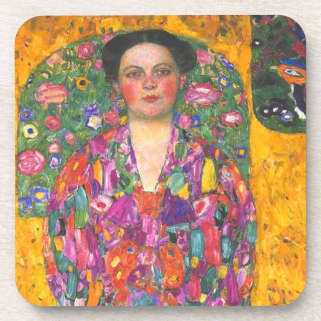 Klimt Portrait of Eugenia Primavesi Beverage Coaster (Front)