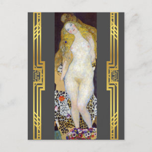 Klimt Restored Adam and Eve Biblical Painting Postcard