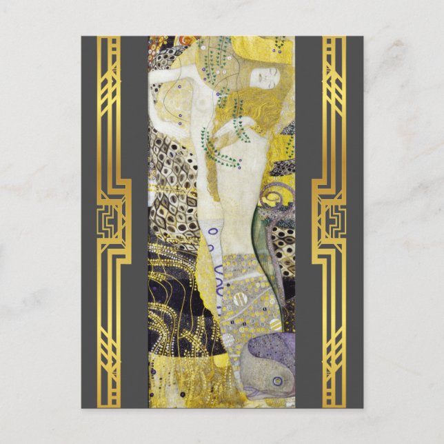 Klimt Restored Water Serpents Art Nouveau Painting Postcard (Front)