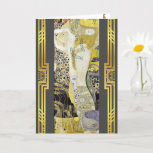 Klimt Restored Water Serpents Painting Card